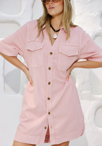 CERES LIFE SAMMY RELAXED DRESS - WASHED PINK