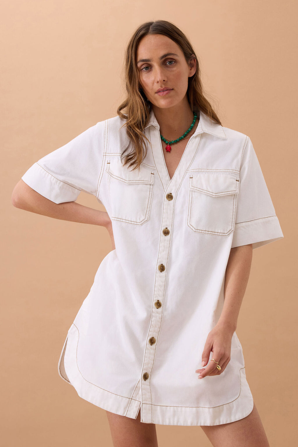 CERES LIFE SAMMY RELAXED DRESS - FRESH ECRU