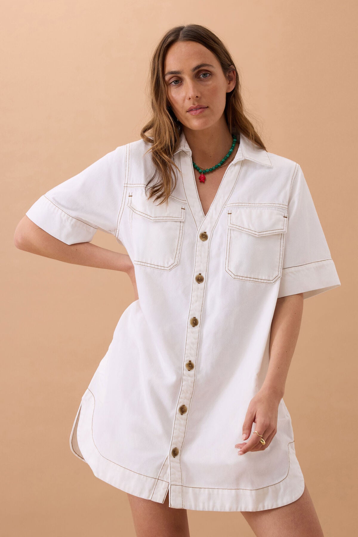 CERES LIFE SAMMY RELAXED DRESS - FRESH ECRU