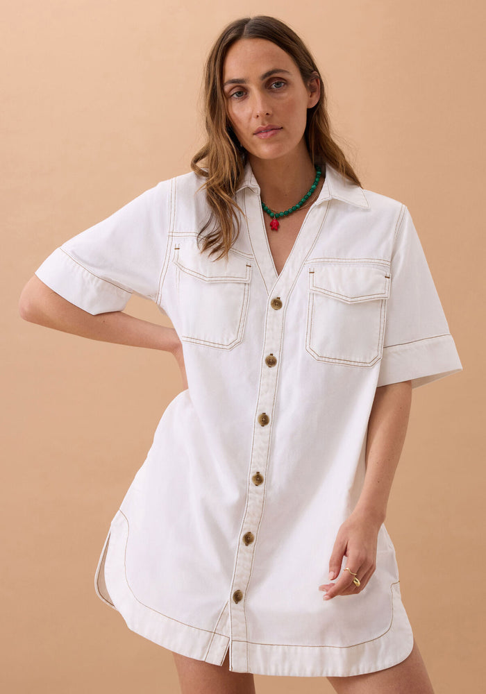 CERES LIFE SAMMY RELAXED DRESS - FRESH ECRU