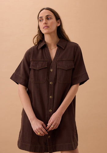CERES LIFE SAMMY RELAXED DRESS - CHOCOLATE