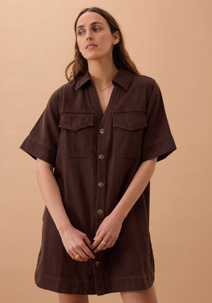 CERES LIFE SAMMY RELAXED DRESS - CHOCOLATE