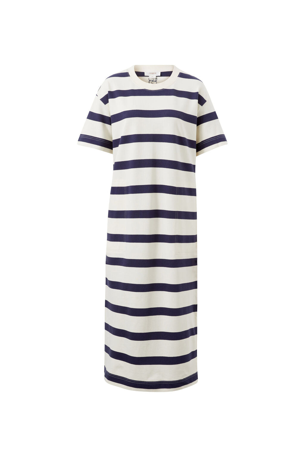 CERES LIFE MIDI TERRY DRESS - NAVY/IVORY STRIPE