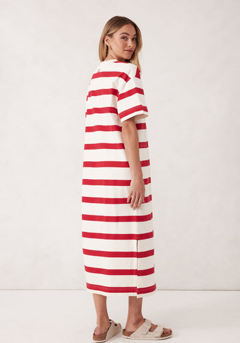 CERES LIFE MIDI TERRY DRESS - RED/IVORY STRIPE