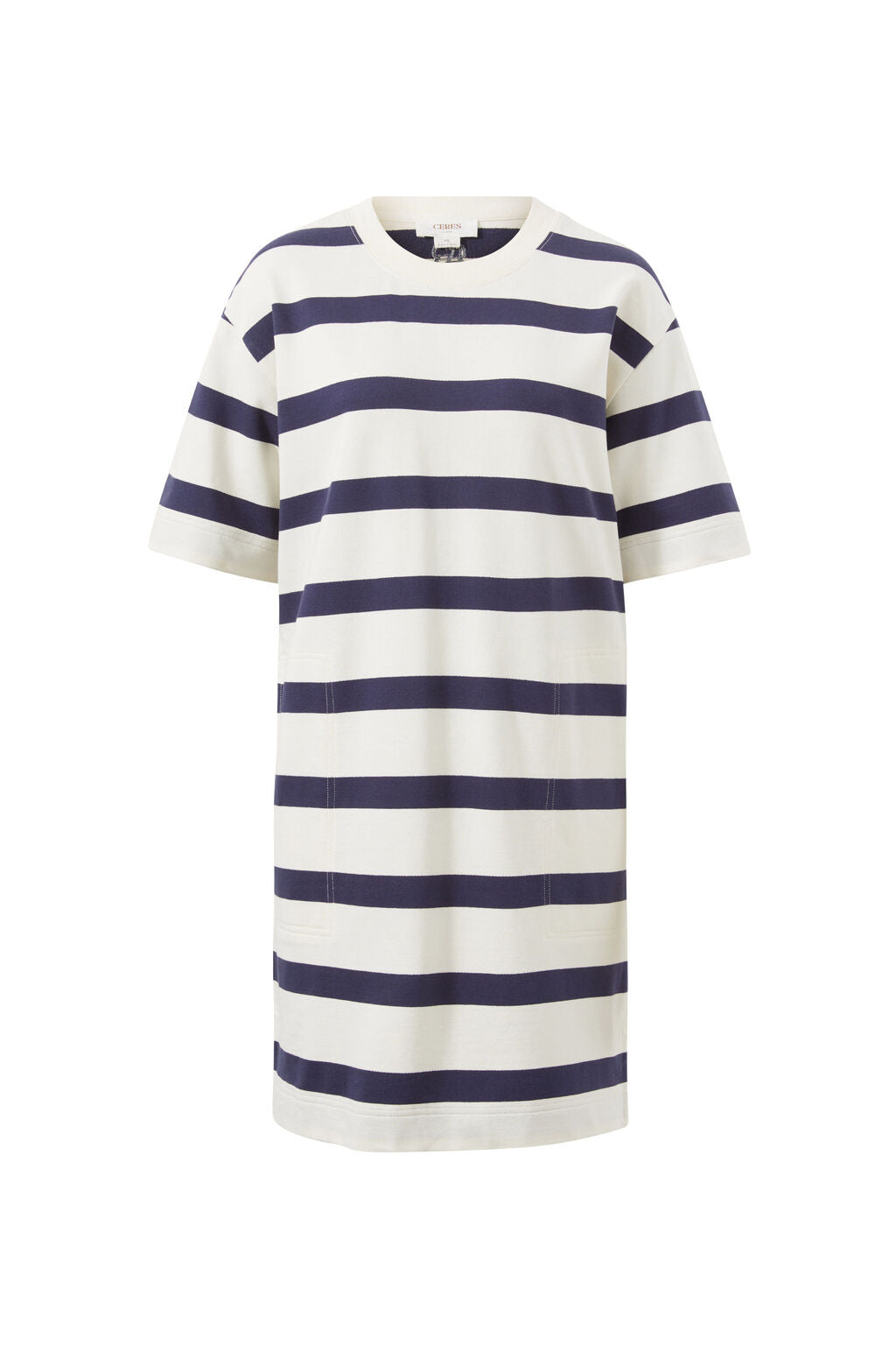 CERES LIFE MINI TERRY DRESS - NAVY/IVORY STRIPE