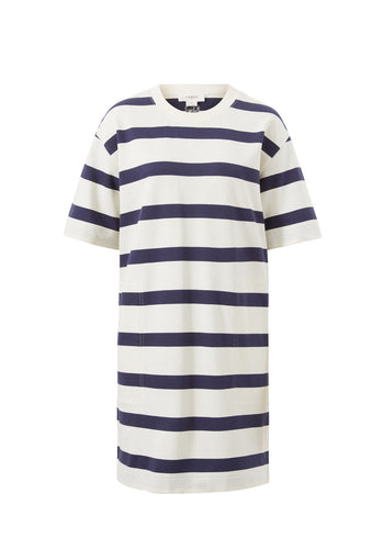 CERES LIFE MINI TERRY DRESS - NAVY/IVORY STRIPE