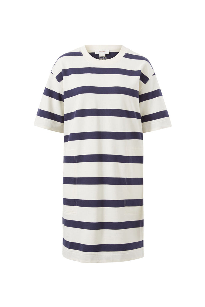 Load image into Gallery viewer, CERES LIFE MINI TERRY DRESS - NAVY/IVORY STRIPE