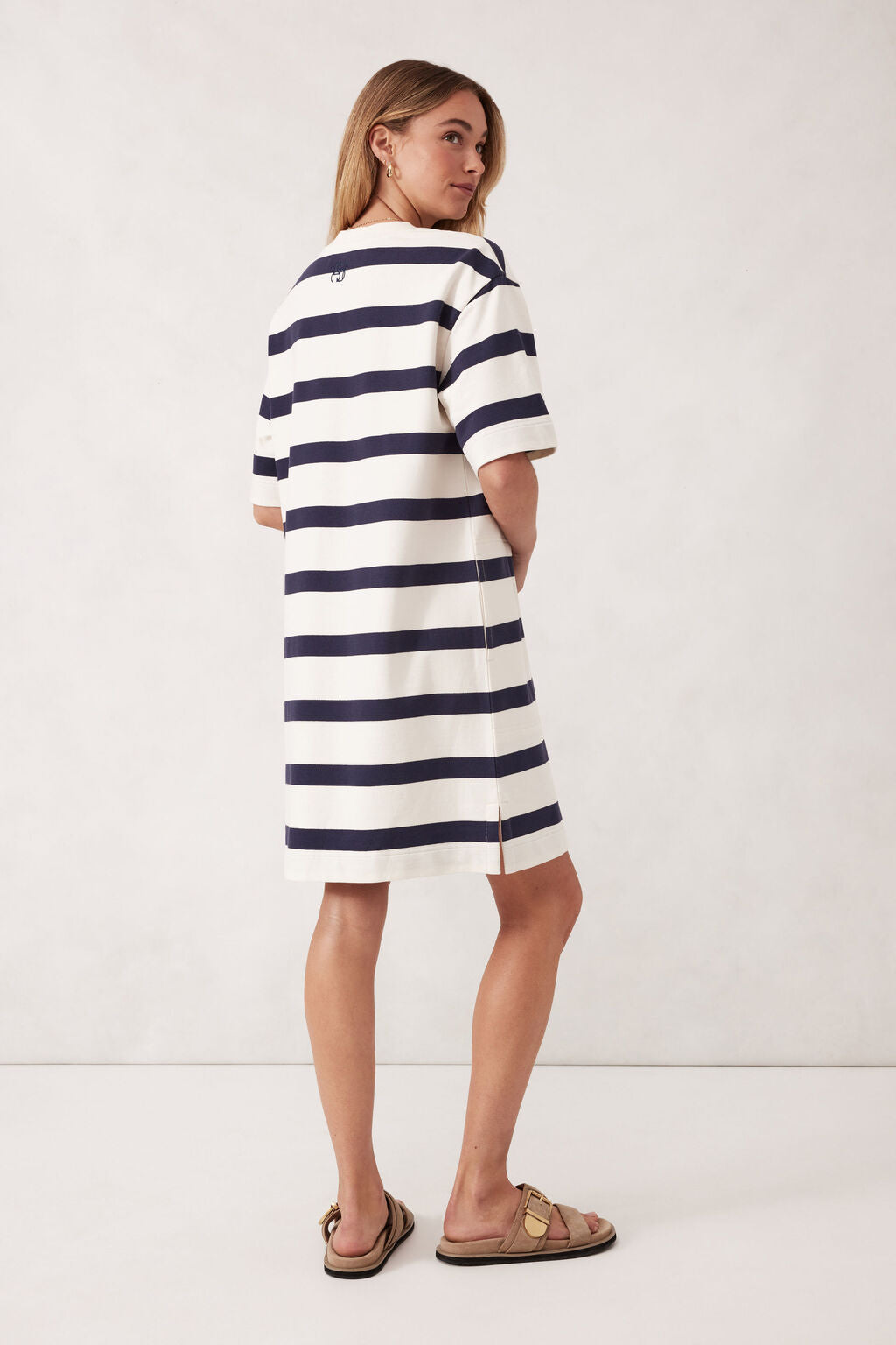 CERES LIFE MINI TERRY DRESS - NAVY/IVORY STRIPE