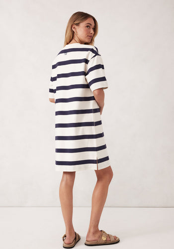 CERES LIFE MINI TERRY DRESS - NAVY/IVORY STRIPE