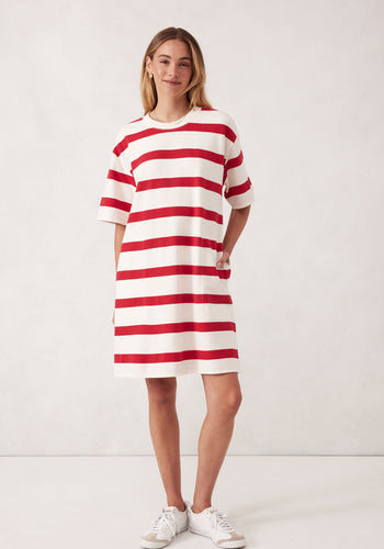 CERES LIFE MINI TERRY DRESS - RED/IVORY STRIPE