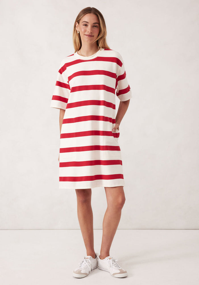 CERES LIFE MINI TERRY DRESS - RED/IVORY STRIPE