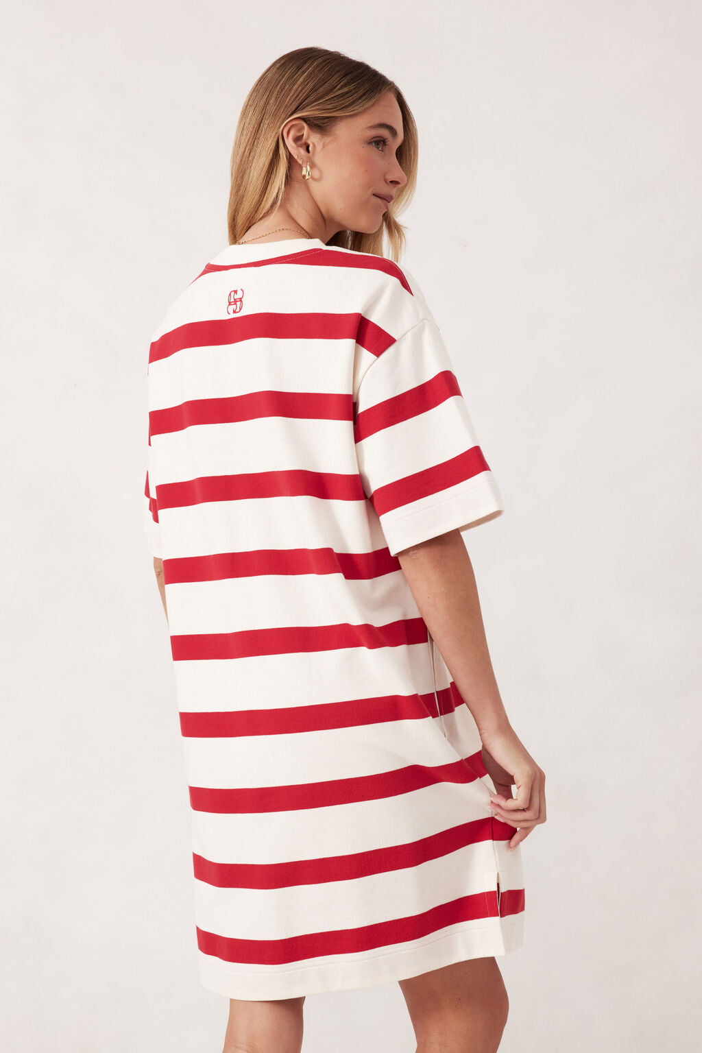 CERES LIFE MINI TERRY DRESS - RED/IVORY STRIPE