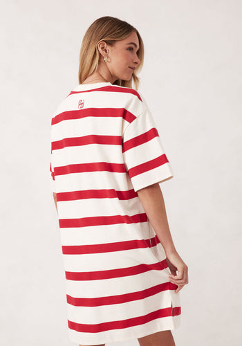 CERES LIFE MINI TERRY DRESS - RED/IVORY STRIPE