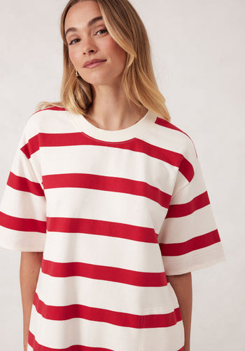 CERES LIFE MINI TERRY DRESS - RED/IVORY STRIPE