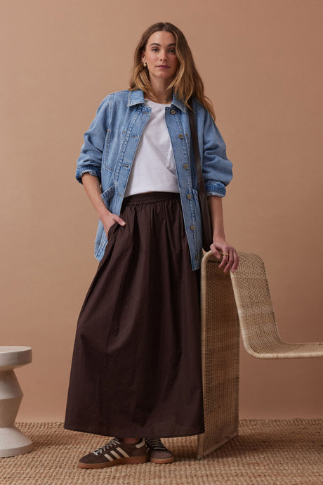CERES LIFE FLORENCE MAXI SKIRT - CHOCOLATE