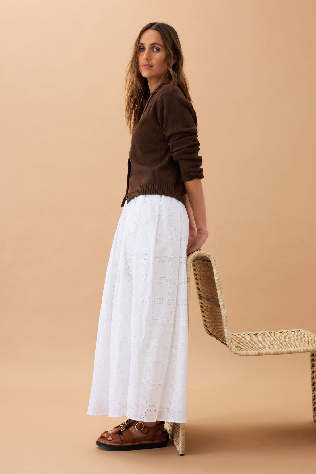 CERES LIFE FLORENCE MAXI SKIRT - WHITE BRODERIE