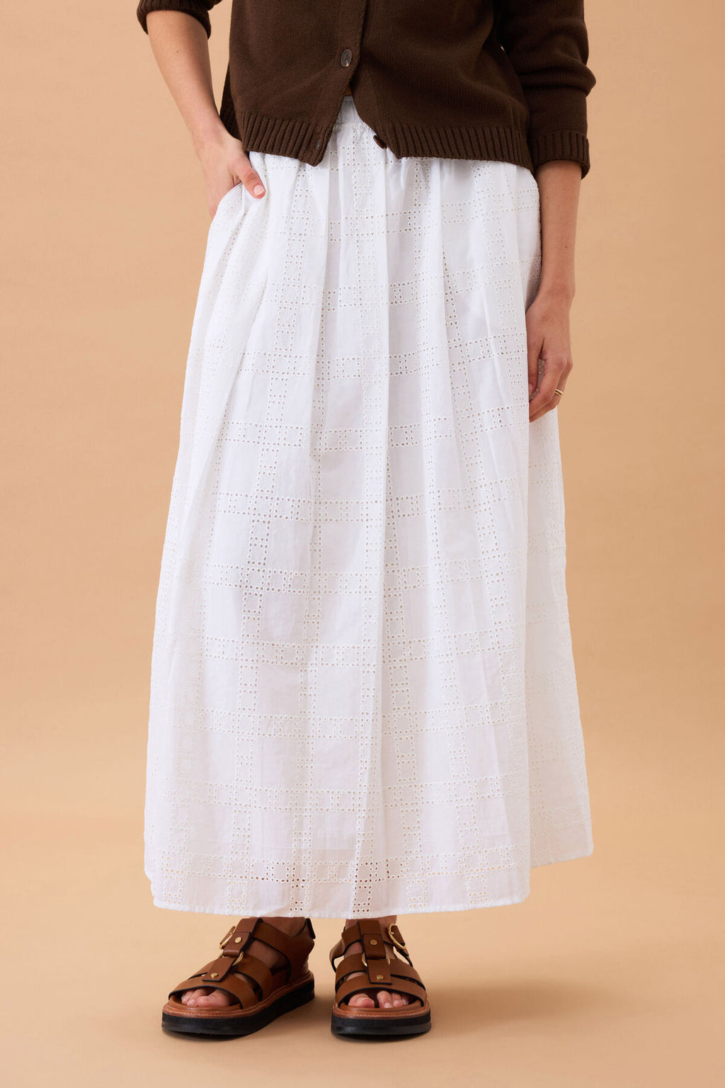 CERES LIFE FLORENCE MAXI SKIRT - WHITE BRODERIE