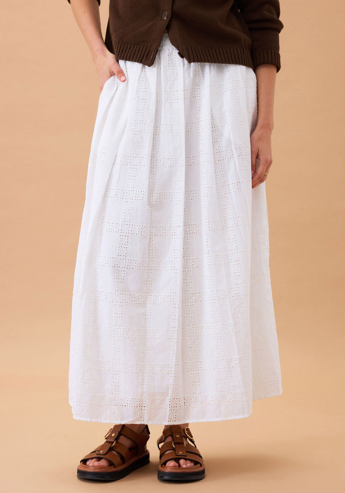 CERES LIFE FLORENCE MAXI SKIRT - WHITE BRODERIE