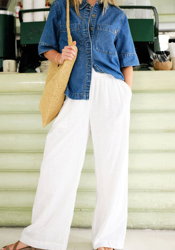 CERES LIFE LOUNGE PANT - WHITE BRODERIE