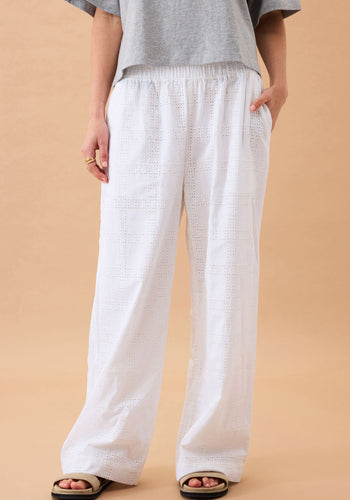 CERES LIFE LOUNGE PANT - WHITE BRODERIE