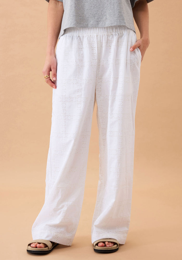 CERES LIFE LOUNGE PANT - WHITE BRODERIE
