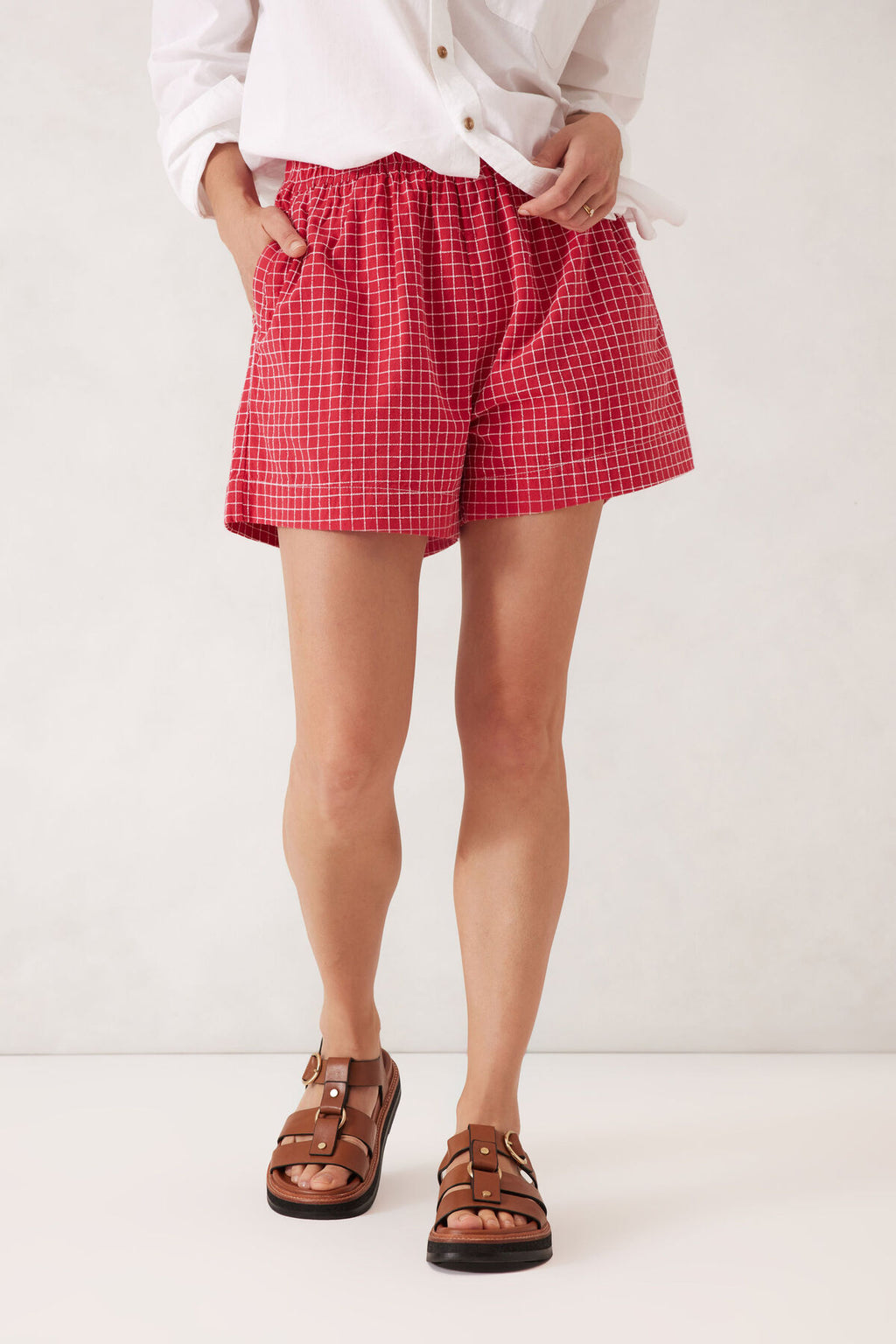CERES LIFE MILA SHORTS - RED WHITE CHECK