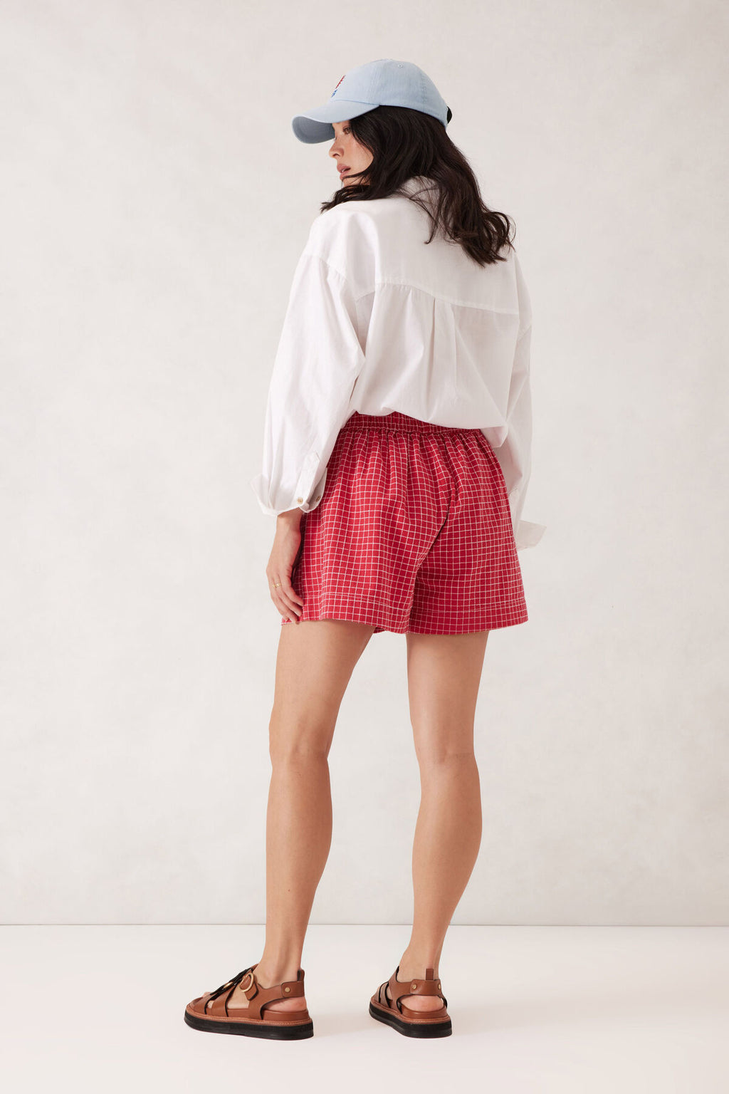 CERES LIFE MILA SHORTS - RED WHITE CHECK