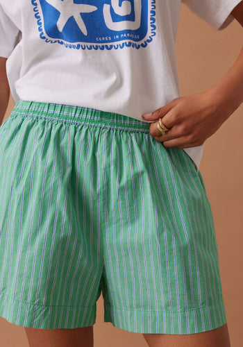 CERES LIFE COTTON MILA SHORT - ZESTY GREEN STRIPE