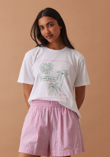CERES LIFE COTTON MILA SHORT - HIBISCUS PINK STRIPE