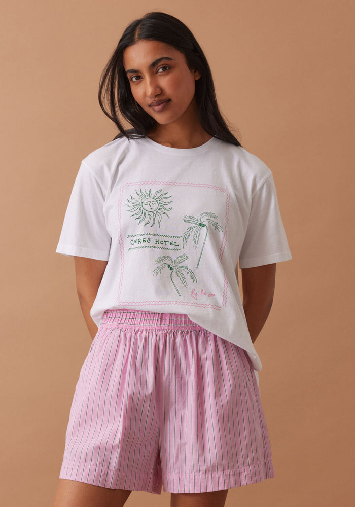 CERES LIFE COTTON MILA SHORT - HIBISCUS PINK STRIPE