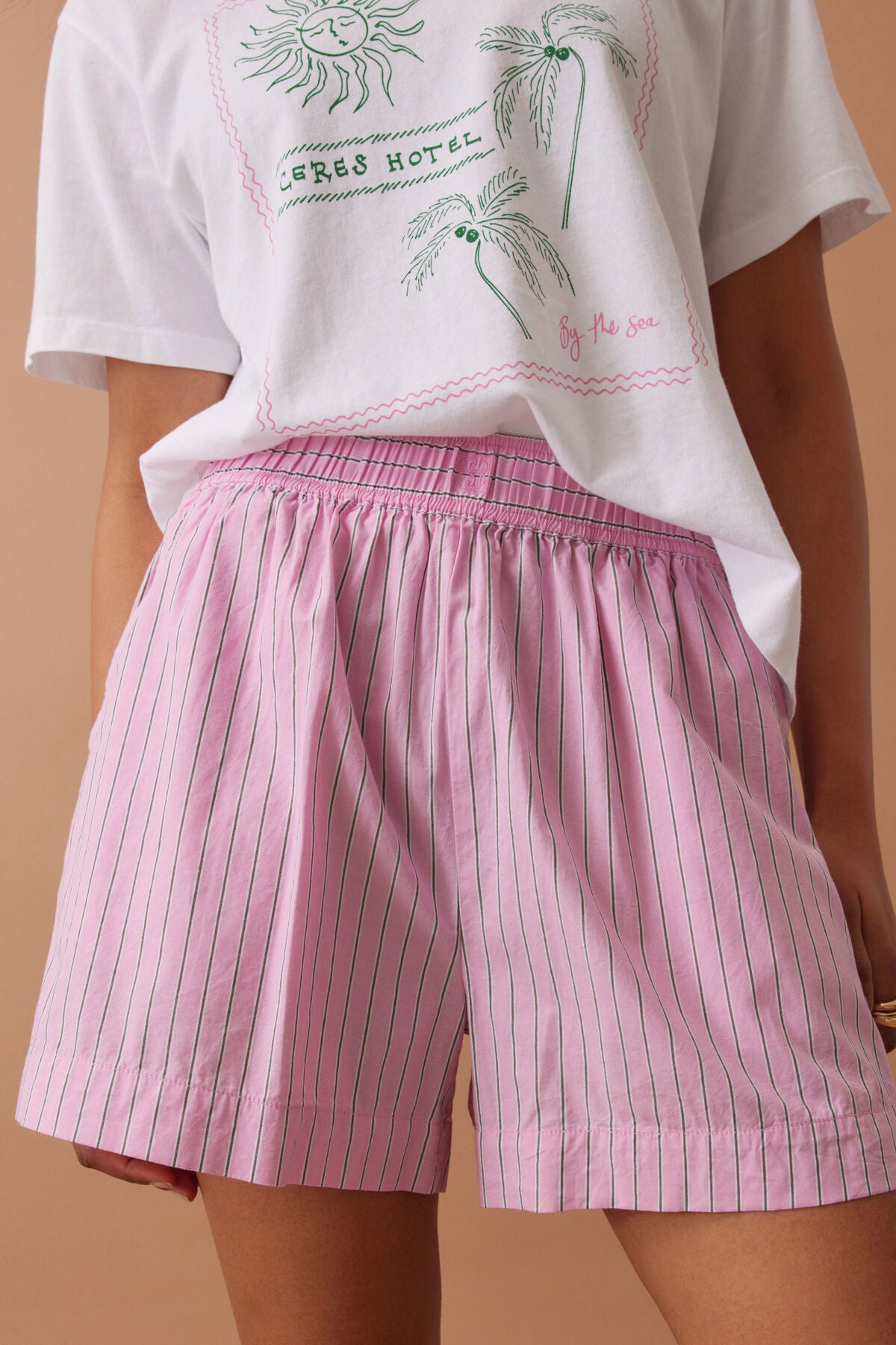 CERES LIFE COTTON MILA SHORT - HIBISCUS PINK STRIPE