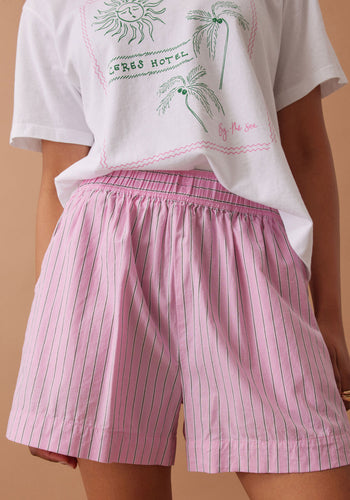 CERES LIFE COTTON MILA SHORT - HIBISCUS PINK STRIPE