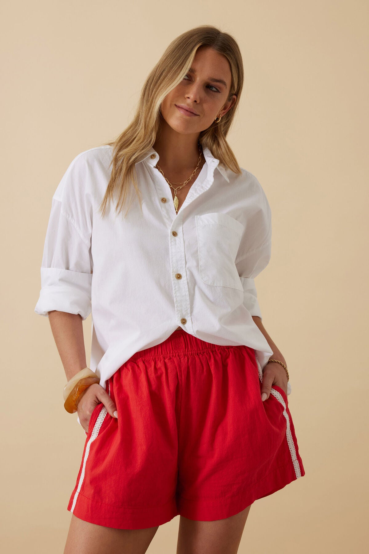 CERES LIFE COTTON MILA SHORT - HERITAGE RED