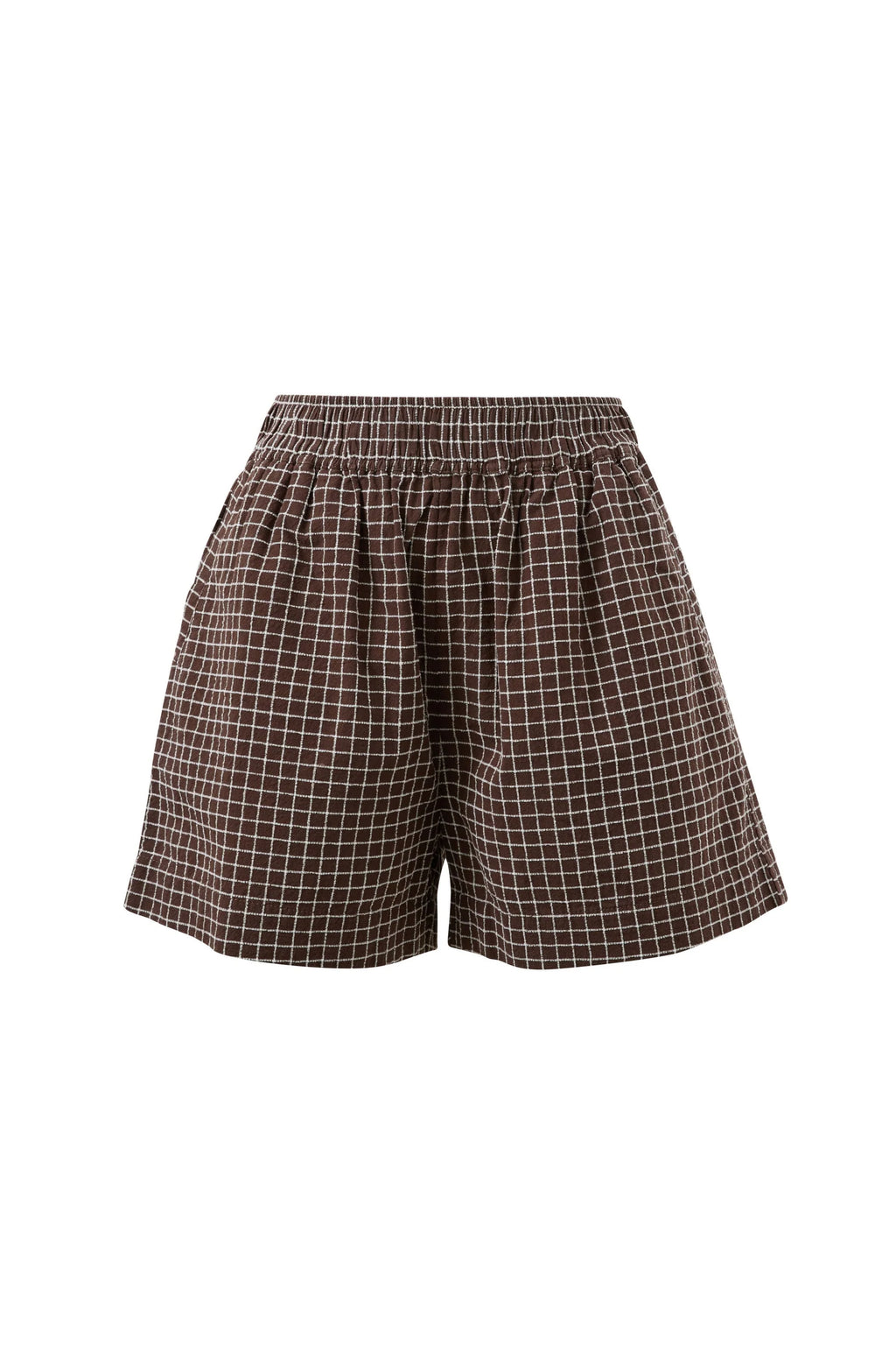 CERES LIFE MILA SHORT - TEXTURED CHOCOLATE CHECK