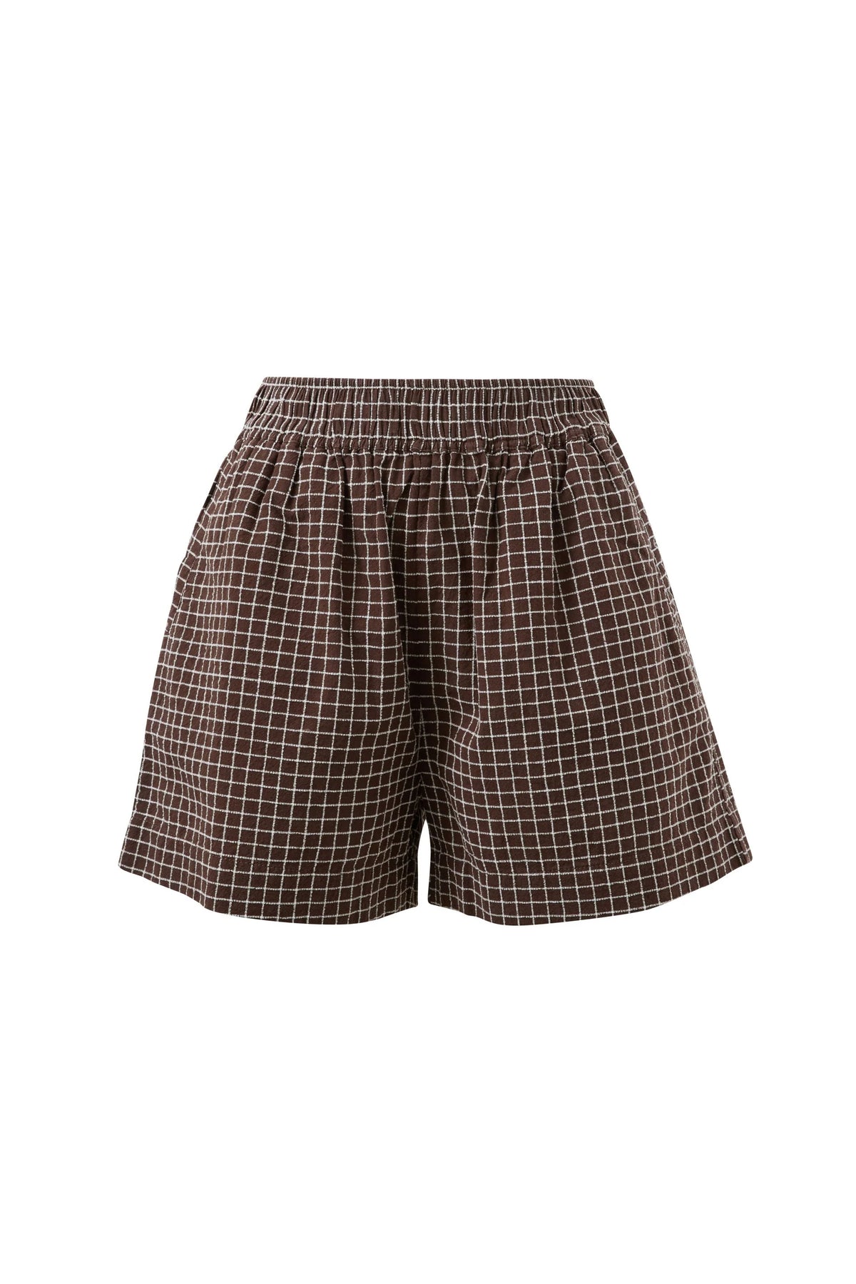 CERES LIFE MILA SHORT - TEXTURED CHOCOLATE CHECK