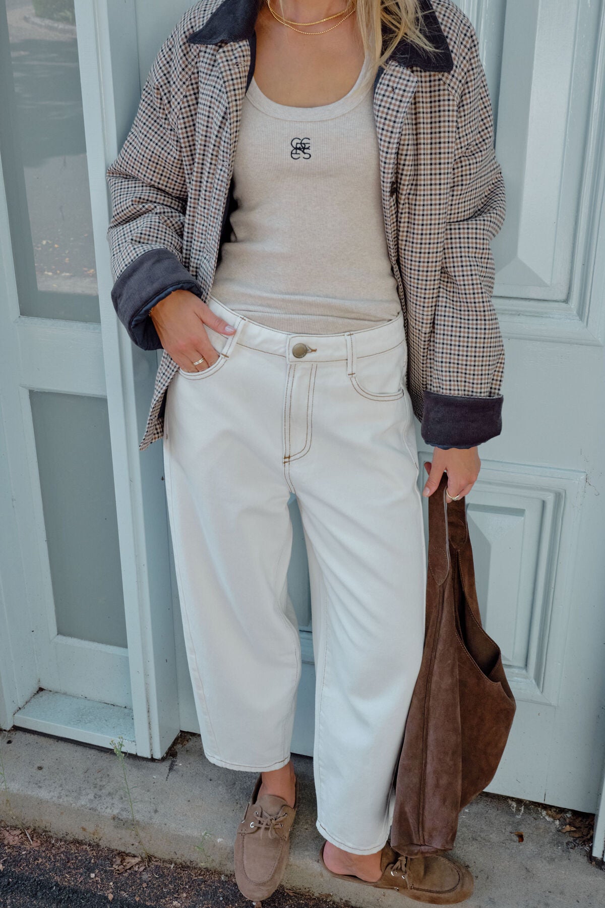 CERES LIFE MAGGIE TAPERED BARREL JEAN - FRESH ECRU
