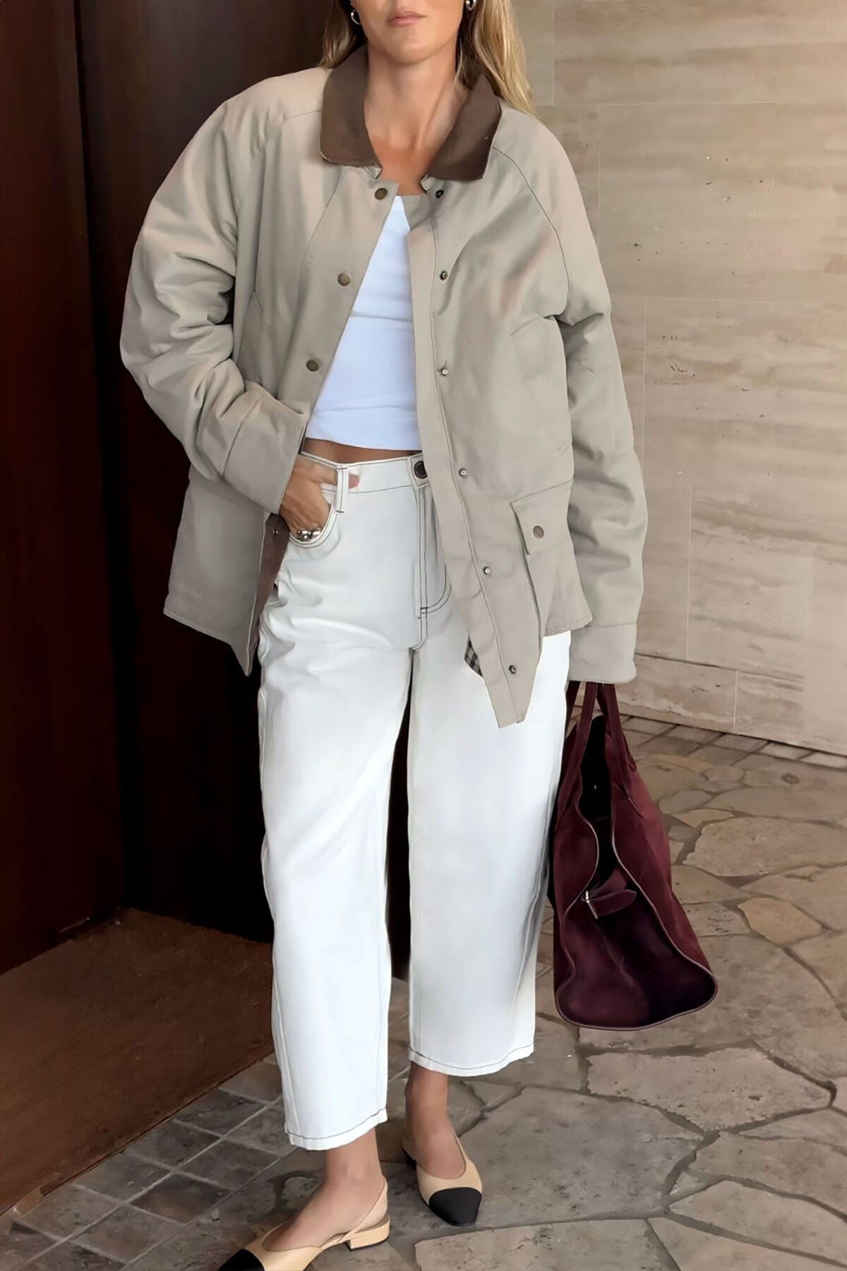 CERES LIFE MAGGIE TAPERED BARREL JEAN - FRESH ECRU