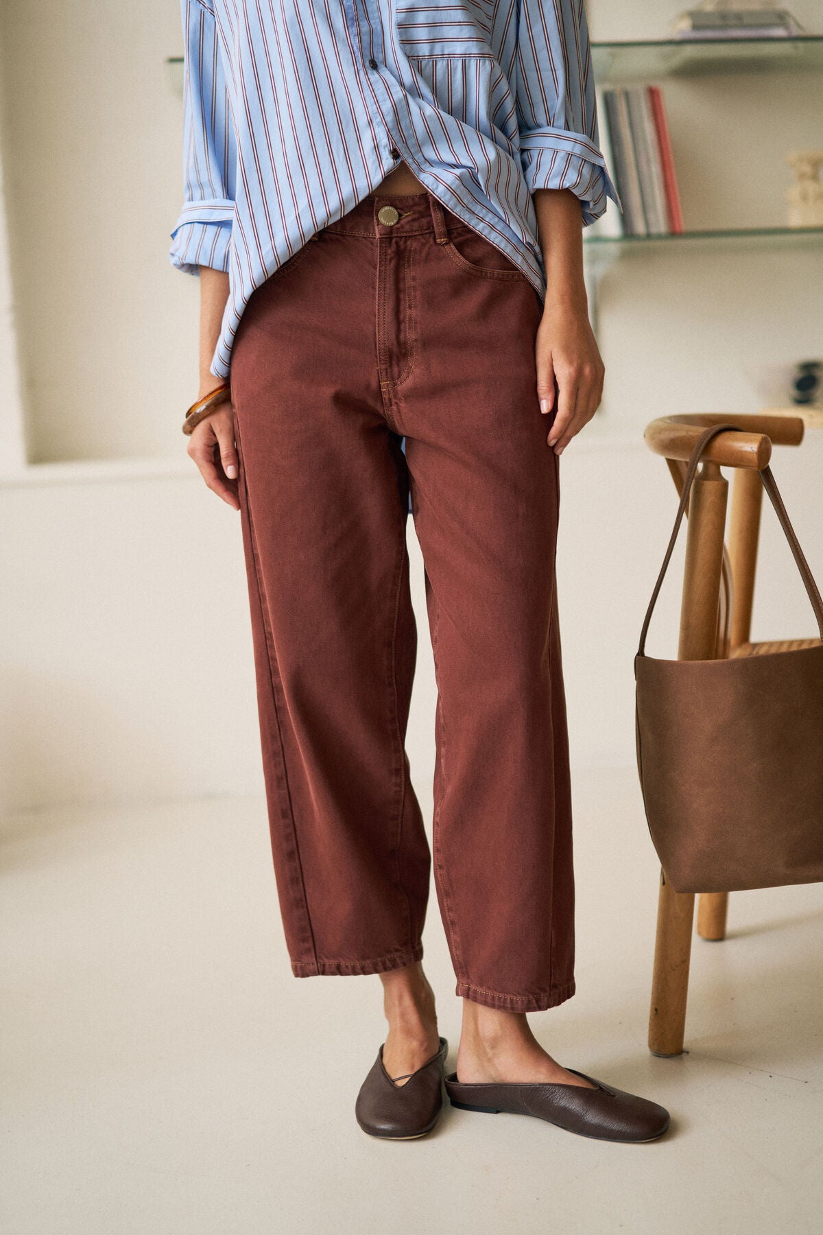 CERES LIFE MAGGIE TAPERED BARREL JEAN - BURNT TOFFEE