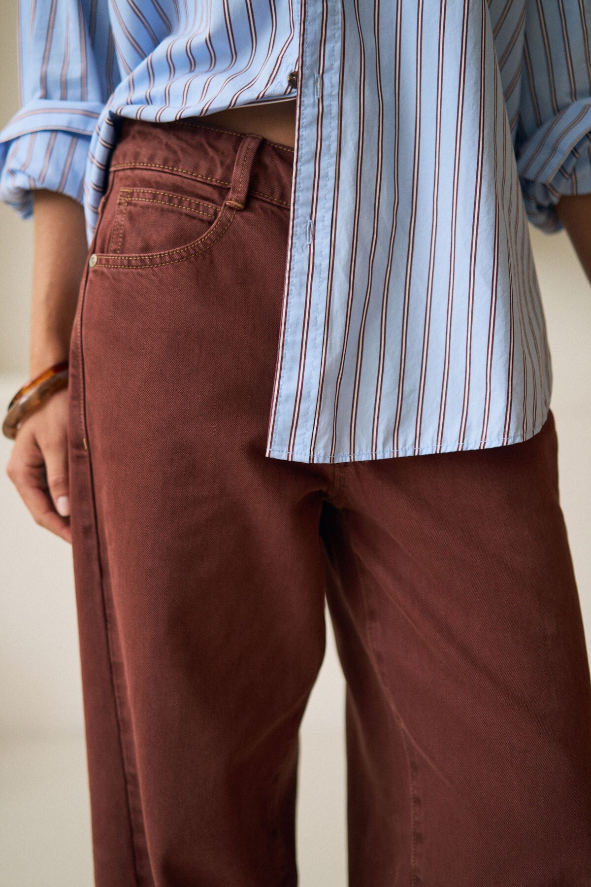 CERES LIFE MAGGIE TAPERED BARREL JEAN - BURNT TOFFEE