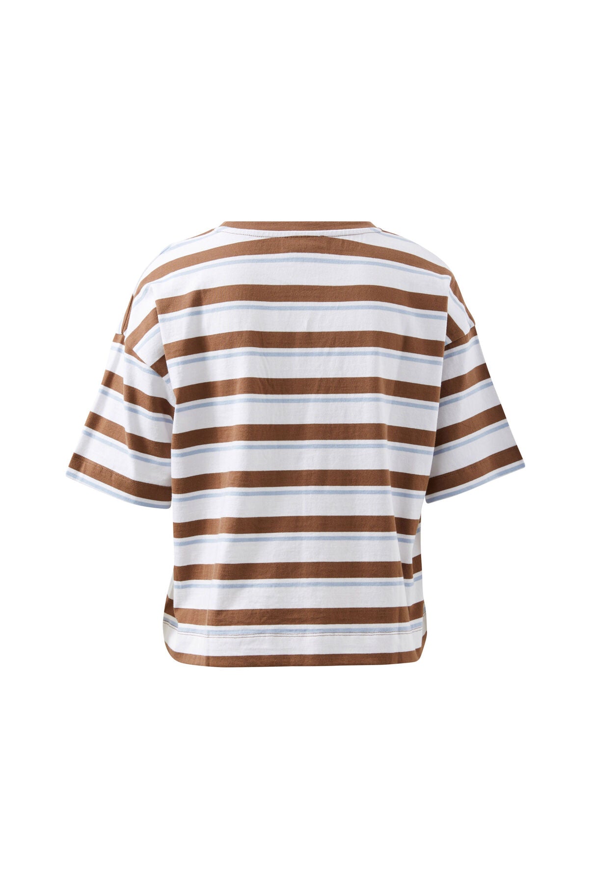 CERES LIFE BOXY POCKET TEE - MILK CHOC CHALK STRIPE