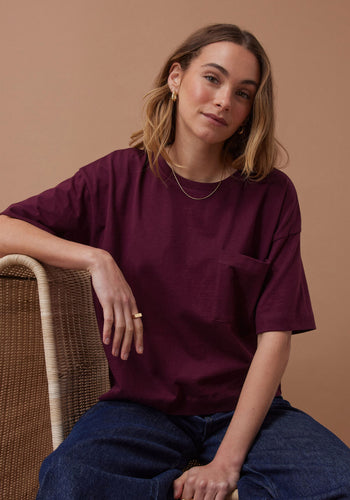 CERES LIFE BOXY POCKET TEE - RAISIN