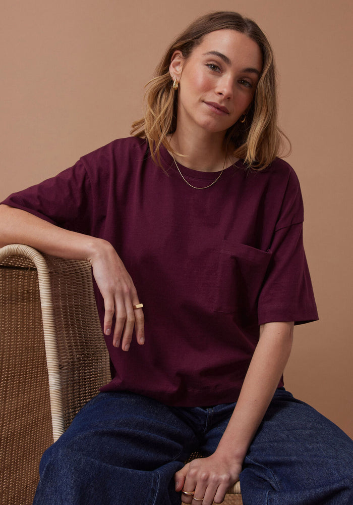CERES LIFE BOXY POCKET TEE - RAISIN