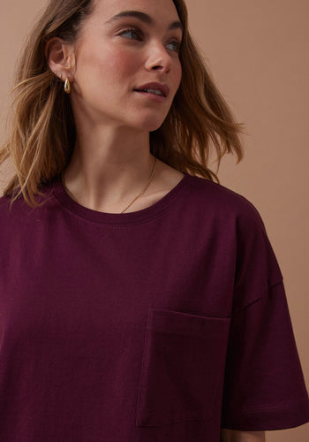 CERES LIFE BOXY POCKET TEE - RAISIN