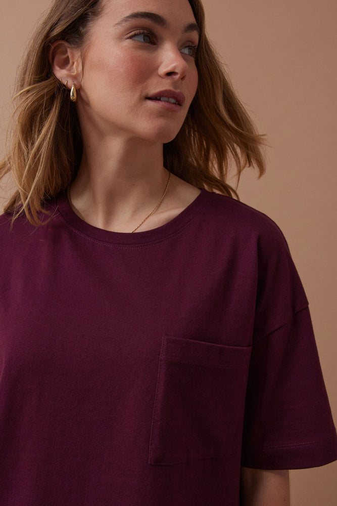 Load image into Gallery viewer, CERES LIFE BOXY POCKET TEE - RAISIN