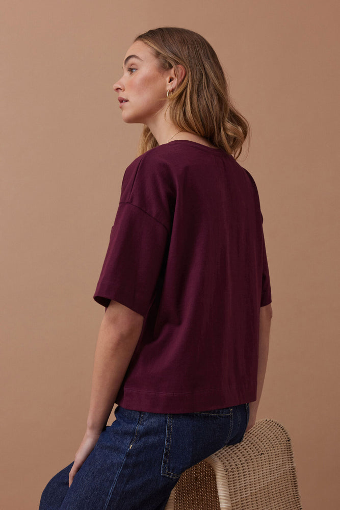 Load image into Gallery viewer, CERES LIFE BOXY POCKET TEE - RAISIN