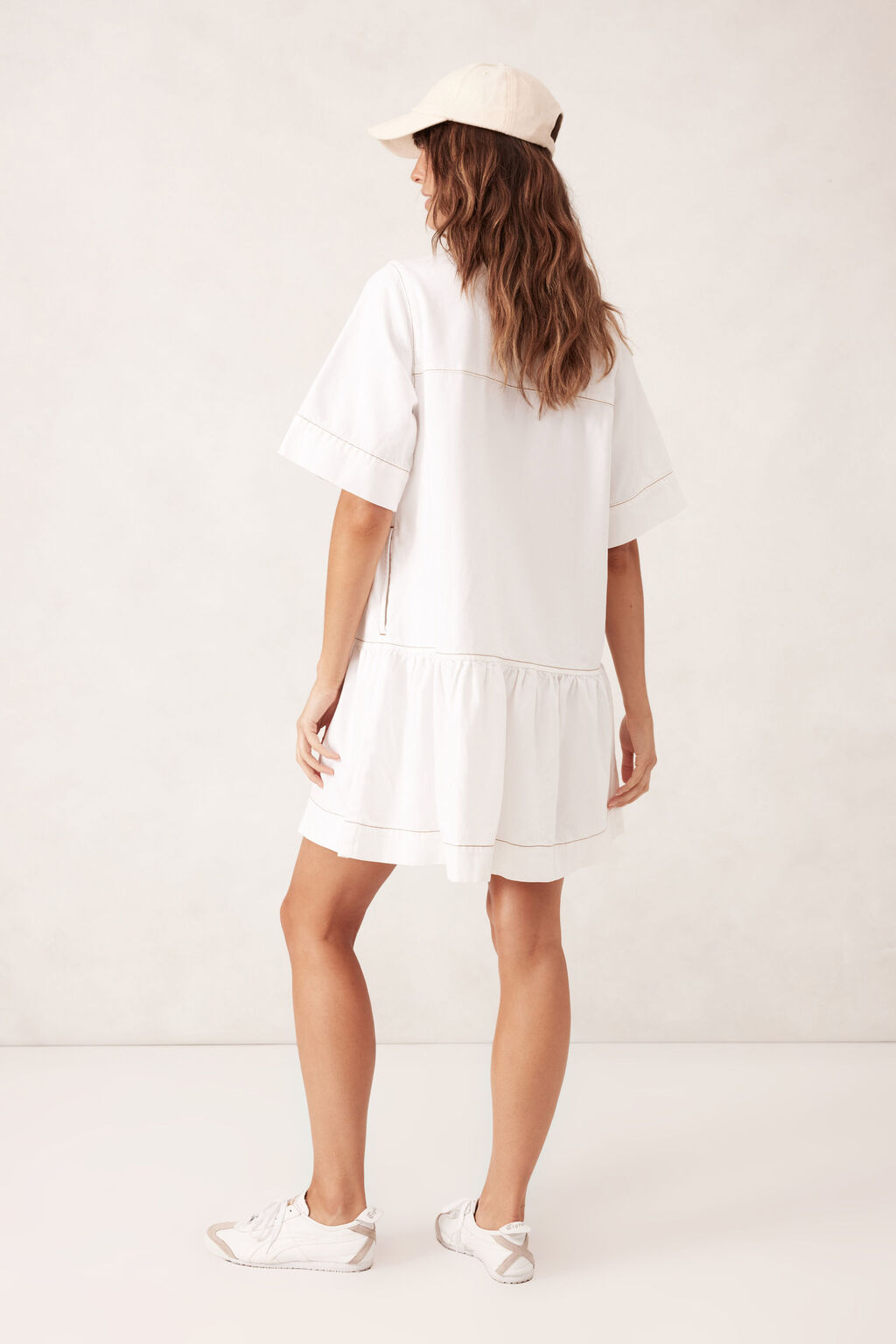 CERES LIFE SHORT SLEEVE TIERED POCKET SHIRTDRESS - FRESH ECRU