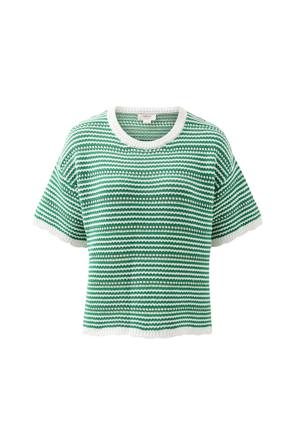 CERES LIFE NINA BOXY KNIT TEE - KELLY GREEN STRIPE
