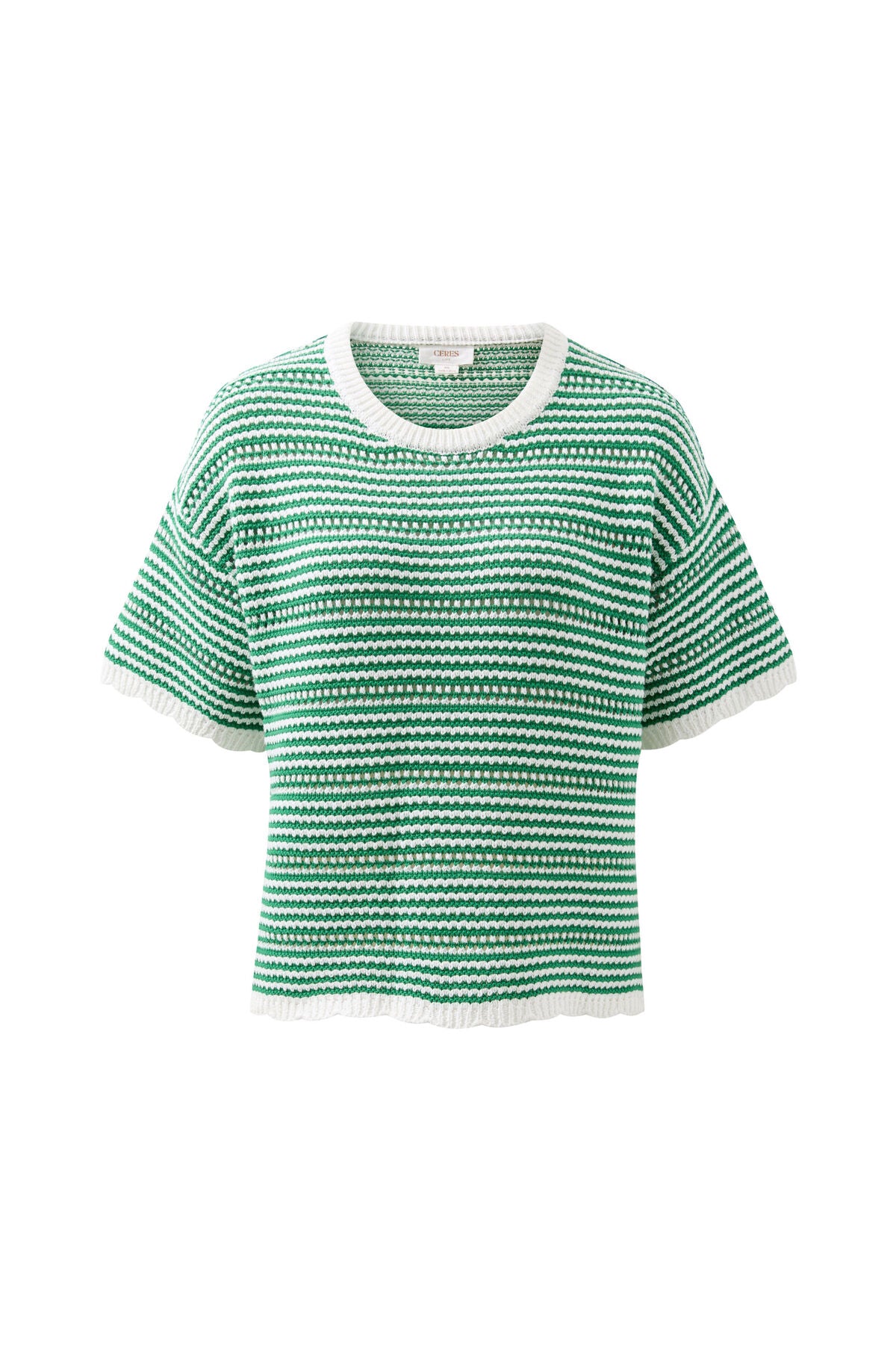 CERES LIFE NINA BOXY KNIT TEE - KELLY GREEN STRIPE