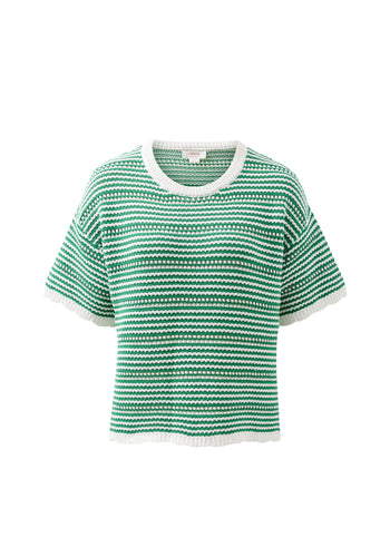 CERES LIFE NINA BOXY KNIT TEE - KELLY GREEN STRIPE