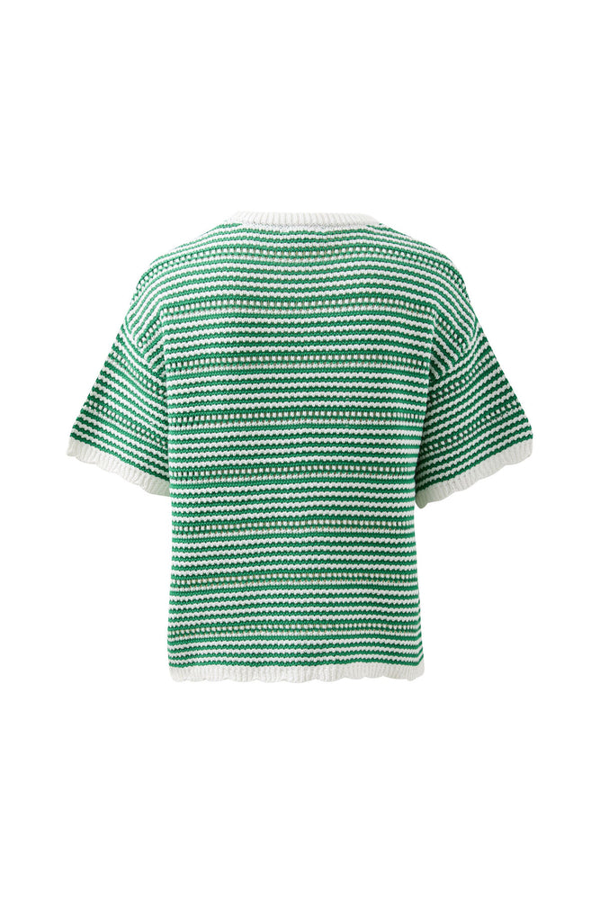 Load image into Gallery viewer, CERES LIFE NINA BOXY KNIT TEE - KELLY GREEN STRIPE